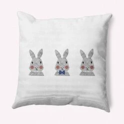 16"x16" Bunny Triplets Easter Square Throw Pillow - E By Design -Home Textiles Store GUEST 6692a89c 6134 48d2 919d 6c1d7eff1a92