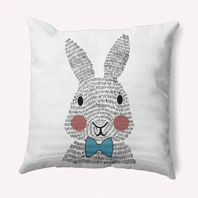 16"x16" Bow-tie Bunny Easter Square Throw Pillow - E By Design 7 16"x16" Bow-tie Bunny Easter Square Throw Pillow - E By Design - Image 5