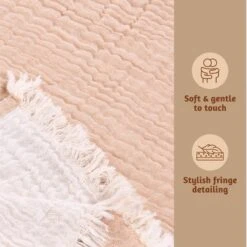 Folkulture Throw Blanket, 50" X 60" 4 Layered 100% Cotton Reversible Throws For Couch, Chair, Bed Or Sofa (Beige And Off-White) -Home Textiles Store GUEST 69d95f02 0454 40b9 934c cbac7c16965f