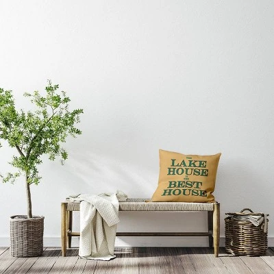 16"x16" 'Lake House Best House' Square Throw Pillow - E By Design 4 16"x16" 'Lake House Best House' Square Throw Pillow - E By Design - Image 2