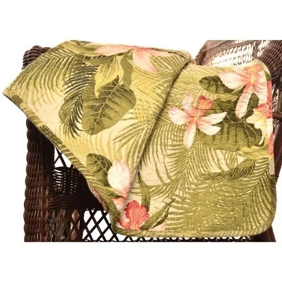 50"x70" Tropical Orchid Reversible Throw Blanket Palm Green - Tommy Bahama 3 50"x70" Tropical Orchid Reversible Throw Blanket Palm Green - Tommy Bahama