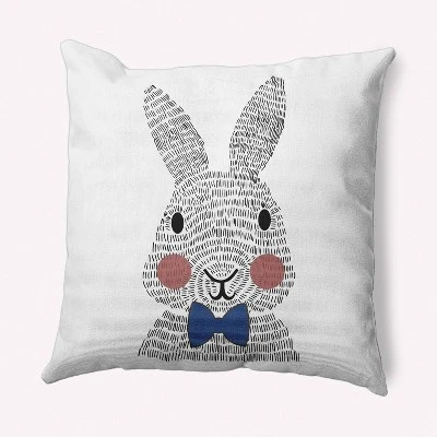 16"x16" Bow-tie Bunny Easter Square Throw Pillow - E By Design 8 16"x16" Bow-tie Bunny Easter Square Throw Pillow - E By Design - Image 6
