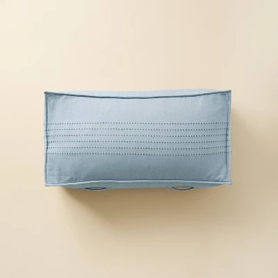 44"x22"x10 Rib Stripe Woven Chambray Outdoor Patio Cushioned Bench Blue - Hearth & Hand™ With Magnolia 3 44"x22"x10 Rib Stripe Woven Chambray Outdoor Patio Cushioned Bench Blue - Hearth & Hand™ With Magnolia