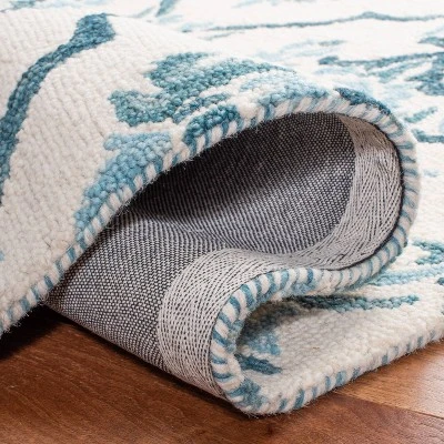 3'x5' Jacquard Hooked Accent Rug Ivory/Turquoise - Safavieh 6 3'x5' Jacquard Hooked Accent Rug Ivory/Turquoise - Safavieh - Image 4