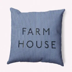16"x16" 'Farm House' Ticking Square Throw Pillow - E By Design -Home Textiles Store GUEST 774fefab 9f27 4a19 adbd f9f430c1cf25