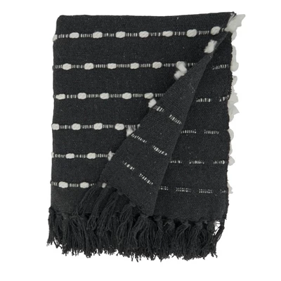 50"x60" Dual-Tone Striped Throw Blanket Black - Saro Lifestyle 3 50"x60" Dual-Tone Striped Throw Blanket Black - Saro Lifestyle