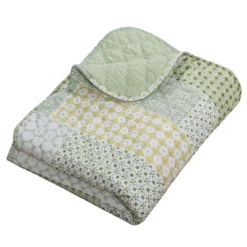 Juniper Geometric Patterns Motifs Accessory Quilted Throw Blanket - 50in X 60in Sage Color By Greenland Home Fashion