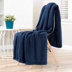 Chanasya Cable Knit Throw Blanket With Plush Faux Shearling Side -Home Textiles Store GUEST 791ad622 5c3f 4443 9e6b fd1430fa979d