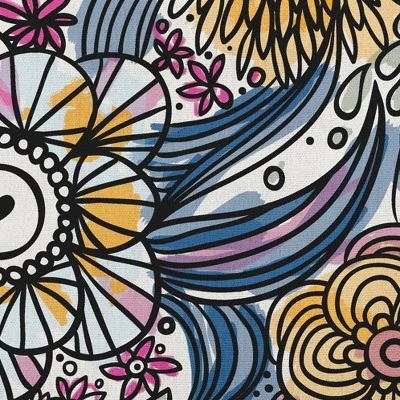 16"x16" Flower Melange Square Throw Pillow Blue/Yellow - E By Design: Bohemian Indoor Decor, Polyester 3 16"x16" Flower Melange Square Throw Pillow Blue/Yellow - E By Design: Bohemian Indoor Decor, Polyester