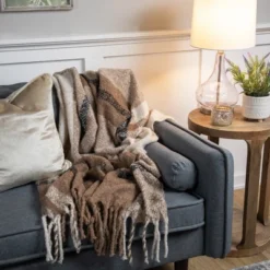 Northlight Taupe Plaid Woven Throw Blanket With Fringe 50" X 60" -Home Textiles Store GUEST 7e9d0d25 8e0d 405c aaf4 c40d04a39dc9