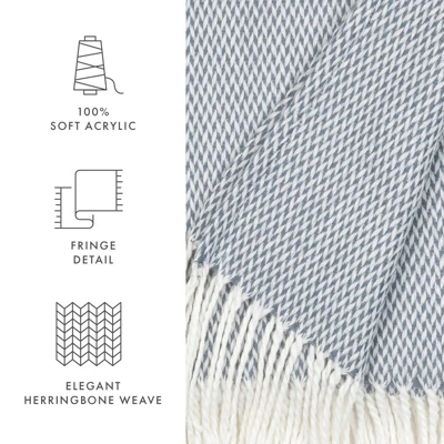 Soft Herringbone Throw Blanket With Fringe 50" X 60" - Becky Cameron 7 Soft Herringbone Throw Blanket With Fringe 50" X 60" - Becky Cameron - Image 5
