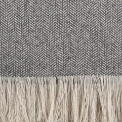 Gray Herringbone Pattern Fringe Throw Blankets (50"x60") - Saro Lifestyle -Home Textiles Store GUEST 81e4eed6 80af 484d b3eb 98cd36915b2e