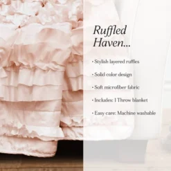 50"x60" Kids' Bella Throw Blanket Blush Pink - Lush Décor: Microfiber, Breathable, Low Pilling, Modern Design -Home Textiles Store GUEST 840daf0b 9785 40e9 a86b f0d4da11675a