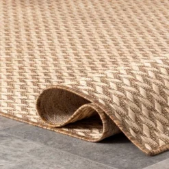 6'7"x9' Camryn Abstract Herringbone Indoor And Outdoor Area Rug Beige - NuLOOM -Home Textiles Store GUEST 871dc00f 14f2 4db6 a23e 12b82282acf0