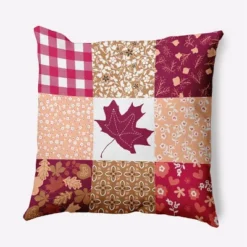 16"x16" Printed Quilt Leaves Square Throw Pillow - E By Design -Home Textiles Store GUEST 8972a48a 9144 4d8d ab29 e0b18c7c6160