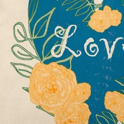 16"x16" Valentine's Day Love And Roses Square Throw Pillow Teal - E By Design: Festive Decor, Indoor Accent