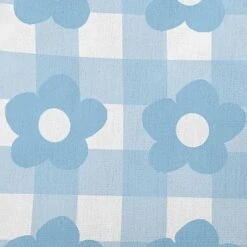 16"x16" Spring Flowers On Gingham Square Throw Pillow Carolina Blue - E By Design: Indoor Decorative Cushion, Twill Polyester Fabric