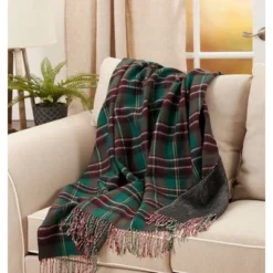 50"x60" Reversible Plaid Throw Blanket Green - Saro Lifestyle -Home Textiles Store GUEST 8dda8574 c09c 47a5 9200 0d3eae674fc4