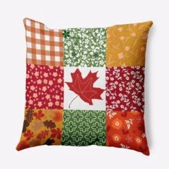 16"x16" Printed Quilt Leaves Square Throw Pillow - E By Design -Home Textiles Store GUEST 8e50fa4d 67dd 4562 bf65 972a72955720