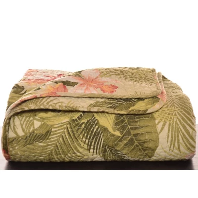 50"x70" Tropical Orchid Reversible Throw Blanket Palm Green - Tommy Bahama 5 50"x70" Tropical Orchid Reversible Throw Blanket Palm Green - Tommy Bahama - Image 3