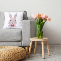 16"x16" Monochrome Bunny Easter Square Throw Pillow Red - E By Design: Modern Indoor Decor, Polyester