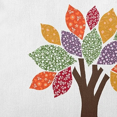 16"x16" Printed Quilt Tree Square Throw Pillow - E By Design 3 16"x16" Printed Quilt Tree Square Throw Pillow - E By Design