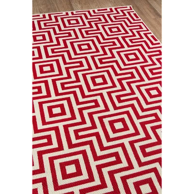 4'x6' Geometric Woven Accent Rug Red - Momeni 3 4'x6' Geometric Woven Accent Rug Red - Momeni