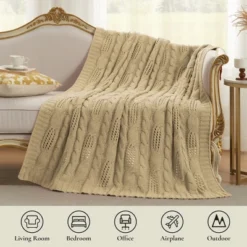 Amelie Home Cable Knitted Throw Blanket For Couch, Chenille Chunky Knit Throw Blanket 9 Amelie Home Cable Knitted Throw Blanket For Couch, Chenille Chunky Knit Throw Blanket -Home Textiles Store GUEST 98946b07 d25d 4df4 aced da0e70a3d9e8