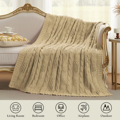 Amelie Home Cable Knitted Throw Blanket For Couch, Chenille Chunky Knit Throw Blanket 5 Amelie Home Cable Knitted Throw Blanket For Couch, Chenille Chunky Knit Throw Blanket - Image 3