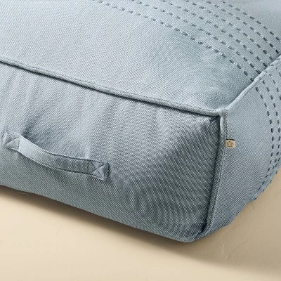 44"x22"x10 Rib Stripe Woven Chambray Outdoor Patio Cushioned Bench Blue - Hearth & Hand™ With Magnolia 5 44"x22"x10 Rib Stripe Woven Chambray Outdoor Patio Cushioned Bench Blue - Hearth & Hand™ With Magnolia - Image 3