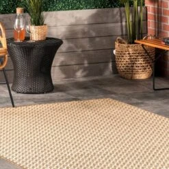 6'7"x9' Camryn Abstract Herringbone Indoor And Outdoor Area Rug Beige - NuLOOM -Home Textiles Store GUEST 9e620576 9328 4111 8afc 9ce6ec81e723