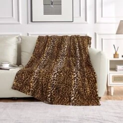 Aoibox Leopard Print Fleece Throw Blanket For Bed, Sofa, Travel & Camping, Ultra Soft Cozy Fluffy Plush Cheetah Design For All Seasons -Home Textiles Store GUEST a1e86e75 2b76 43a3 a7ab 552e31a4b734
