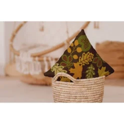 16"x16" Fall Leaves Square Throw Pillow Green - E By Design -Home Textiles Store GUEST a24adad6 5f64 47cb a335 fd608de1c0f0