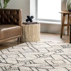 5'3"x7'6" Carlina Modern Geometric Soft Shag Fringe Area Rug Beige - NuLOOM -Home Textiles Store GUEST a2754ca4 8281 4256 acbd bcc1ef6b4e48