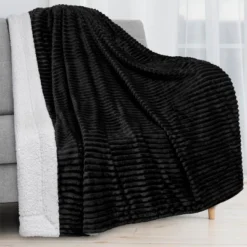 PAVILIA Soft Thick Fleece Flannel Ribbed Striped Throw Blanket, Luxury Fuzzy Plush Warm Cozy For Sofa Couch Bed -Home Textiles Store GUEST a494f874 ec03 40fe b2bb c792df20e3f2