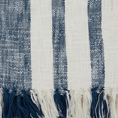 Saro Lifestyle Saro Lifestyle Cotton Throw With Banded Design, Navy Blue, 50"x60" 4 Saro Lifestyle Saro Lifestyle Cotton Throw With Banded Design, Navy Blue, 50"x60" - Image 2