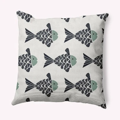 16"x16" Fish Tales Square Throw Pillow - E By Design 8 16"x16" Fish Tales Square Throw Pillow - E By Design - Image 6