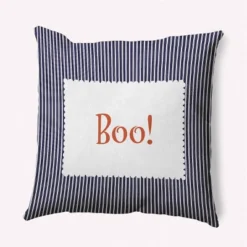 16"x16" Halloween Boo Ticking Square Throw Pillow - E By Design -Home Textiles Store GUEST aaf888e8 37ff 4128 bc68 557382f75ff4