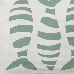 16"x16" Puzzle Fish Square Throw Pillow Sage Green/White - E By Design