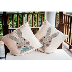 16"x16" Bow-tie Bunny Easter Square Throw Pillow - E By Design 13 16"x16" Bow-tie Bunny Easter Square Throw Pillow - E By Design -Home Textiles Store GUEST aeacd642 a65e 491d ade8 11214243c386