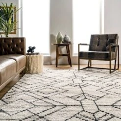 5'3"x7'6" Carlina Modern Geometric Soft Shag Fringe Area Rug Beige - NuLOOM -Home Textiles Store GUEST aee07274 0d0a 4eb5 9d23 420889cde235