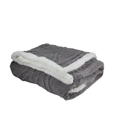 Northlight 50" X 60" Cable Knit Plush Throw Blanket - Gray/White 4 Northlight 50" X 60" Cable Knit Plush Throw Blanket - Gray/White - Image 2