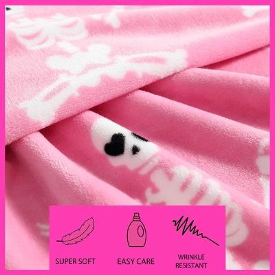 Betseyville 50"x70" Betsey Johnson Yoga Skeleton Throw Blanket Pink 7 Betseyville 50"x70" Betsey Johnson Yoga Skeleton Throw Blanket Pink - Image 5