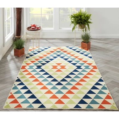 1'8"x3'7" Baja Camber Accent Rug Ivory/Orange/Blue - Momeni 6 1'8"x3'7" Baja Camber Accent Rug Ivory/Orange/Blue - Momeni - Image 4