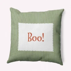 16"x16" Halloween Boo Ticking Square Throw Pillow - E By Design -Home Textiles Store GUEST bb705dfb 5f3a 4741 87da b3c6d5066ce5