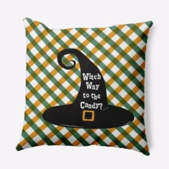 16"x16" Halloween Witch Way To The Candy Square Throw Pillow - E By Design -Home Textiles Store GUEST bc80cd96 692f 4ede 998c 44773c93d6db
