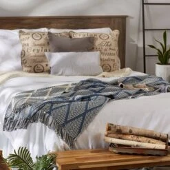 50"x60" Diamond Throw Blanket Denim Blue - Design Imports -Home Textiles Store GUEST bd156818 4f04 470d 83ac ce351b3d2520