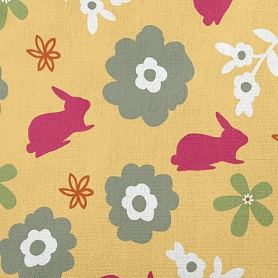 16"x16" Flowery Love With Easter Bunnies Square Throw Pillow Pink/Yellow - E By Design: Indoor Decorative Accent 3 16"x16" Flowery Love With Easter Bunnies Square Throw Pillow Pink/Yellow - E By Design: Indoor Decorative Accent