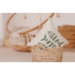 16"x16" Puzzle Fish Square Throw Pillow Sage Green/White - E By Design -Home Textiles Store GUEST c88093ed 3059 49f4 b1b4 c11eb535666c