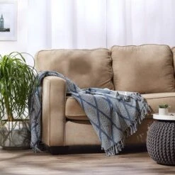 50"x60" Diamond Throw Blanket Denim Blue - Design Imports -Home Textiles Store GUEST c96a052b f6d3 41ac b5fd 211e9daf4f5a